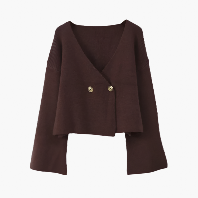 Lina – Gebreide Cardigan Met Asysmetrische Knoopsluiting