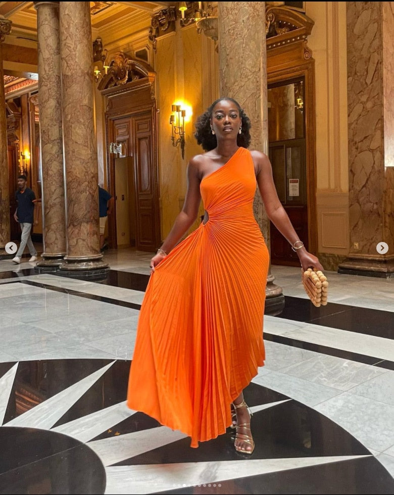 Olivia – Maxi zomer jurk met plooide kraag