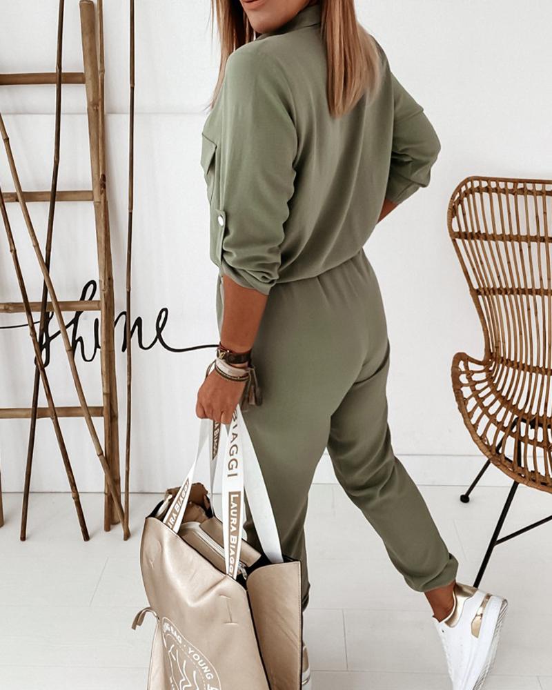 Luna – jumpsuit met V-hals en rechte pijpen