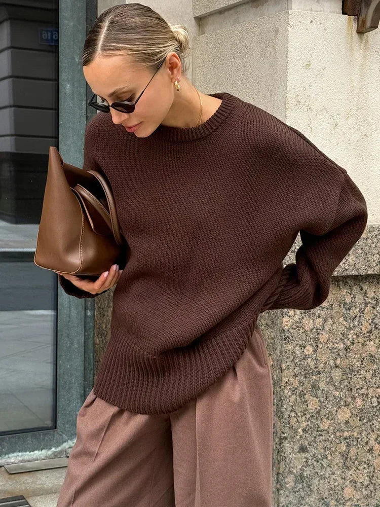 Alba – Knit Trui Met Ronde Hals En Brede Ribzoom