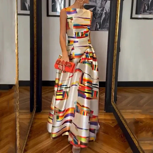 Vernice – Maxi zomerjurk met sierlijke vintage print en vloeiende snit
