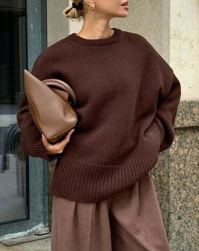 Alba – Knit Trui Met Ronde Hals En Brede Ribzoom
