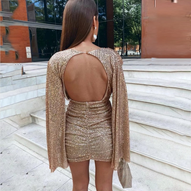 Luna – Zilverkleurige glitter jurk van stretchstof