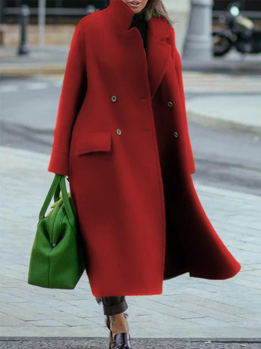 Claire – Lange Getailleerde Winter Trenchcoat Van Wolmix
