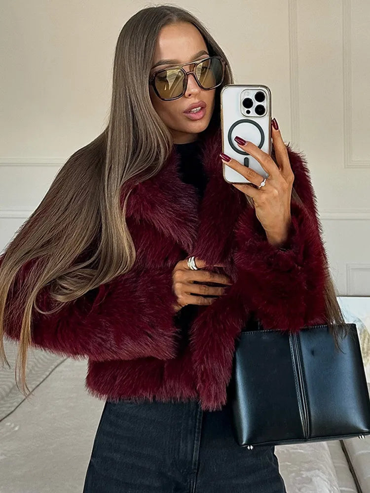 Mia - Burgundy fur coat