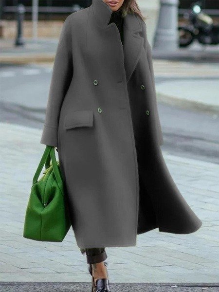 Claire – Lange Getailleerde Winter Trenchcoat Van Wolmix