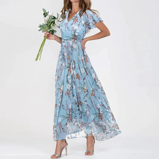 Victoria – Kleurrijke bloemenprint maxi zomer jurk