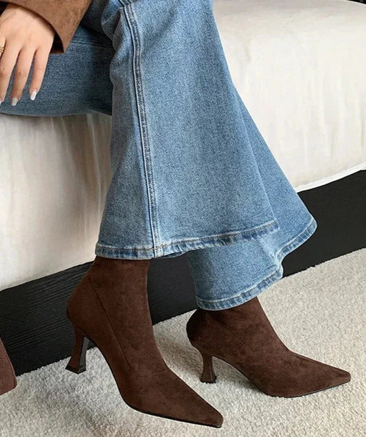 Avery – sock boots met suede-look en stilettohak