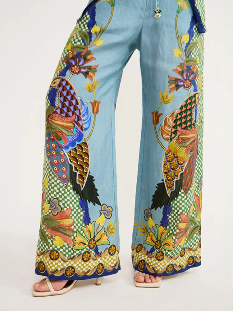 Gina – Luchtige katoenen zomer set met rechte broek en oversized top