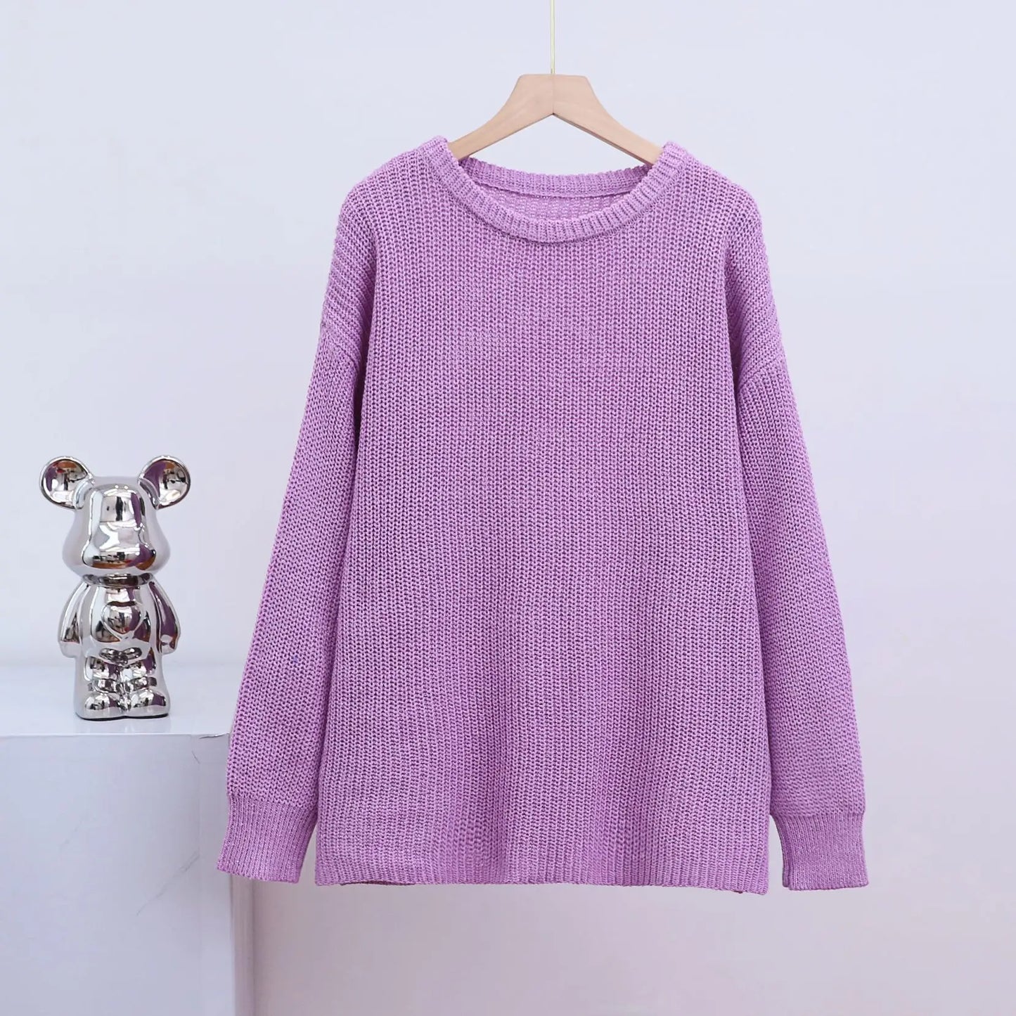 Mila – oversized gebreide trui met ronde hals