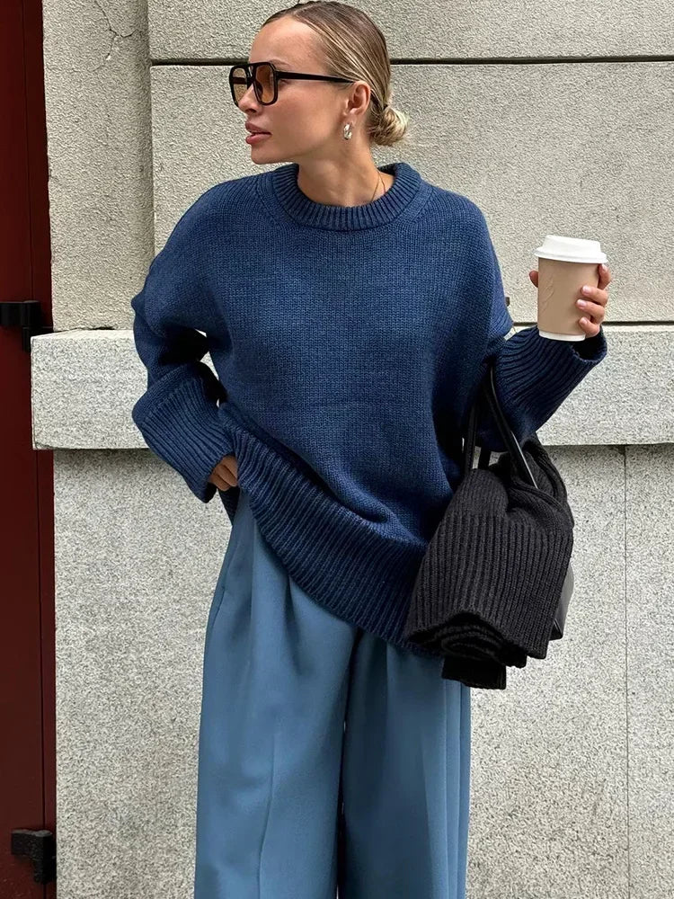 Alba – Knit Trui Met Ronde Hals En Brede Ribzoom
