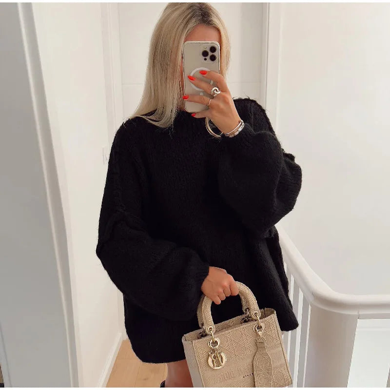 Élodie – oversized trui met lichte stehkraag en zachte stof