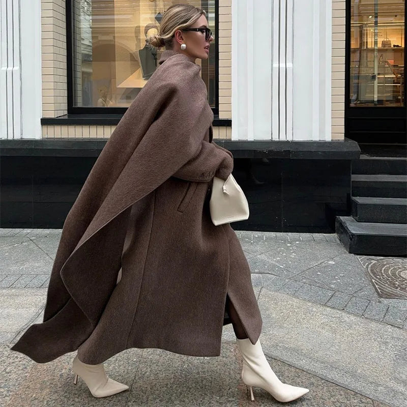 Maison – drape coat met sjaalkraag en double-breasted sluiting