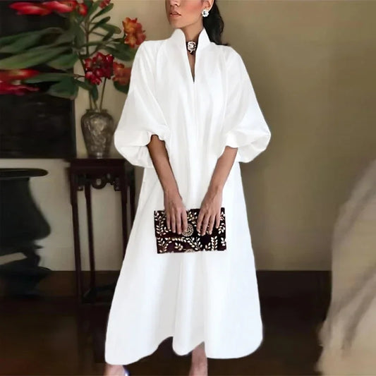 Daisy - Luchtige Midi Zomer Jurk Van Viscose Met Grote Pofmouwen