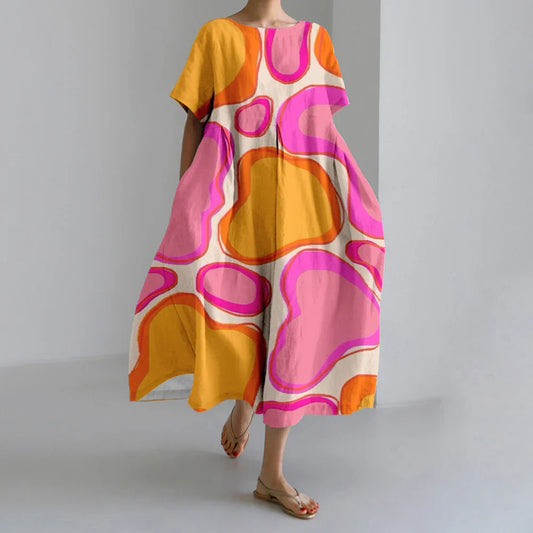 Ella –  midi zomer jurk met asymmetrische zoom