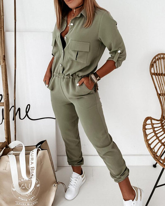 Luna – jumpsuit met V-hals en rechte pijpen