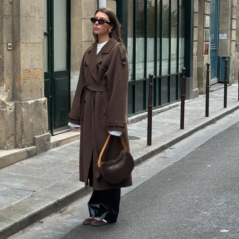 Delaney – wollen trenchcoat met ceintuur en klassieke double-breasted pasvorm