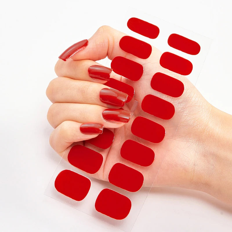 Semi-Cured Nail Strips - Dark Red