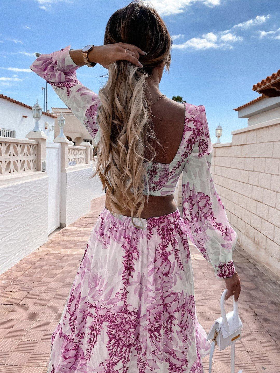Livia – V-hals Maxi-jurk met bloemenprint en stijlvolle taille cut-out
