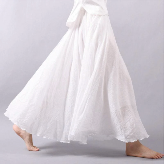 Lotte – Gevoerde Linnen Maxi Rok Met Elastische Taille