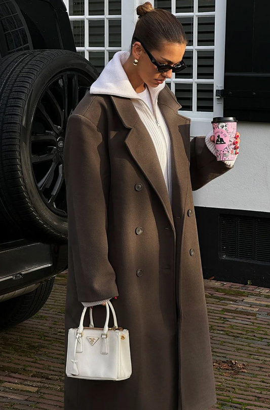 Ashmoor – oversized wolmix jas met double-breasted sluiting en lange snit