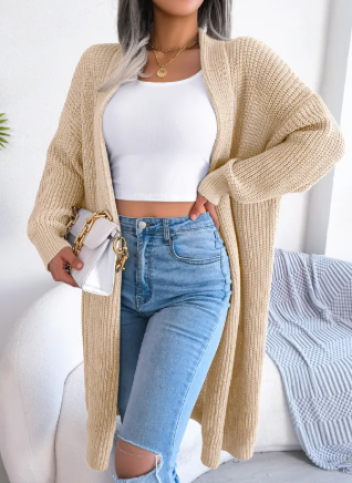 Livia – cashmere cardigan vest met lange mouwen en effen design