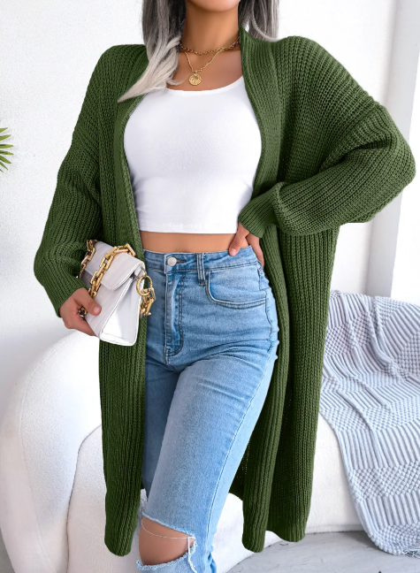 Livia – cashmere cardigan vest met lange mouwen en effen design