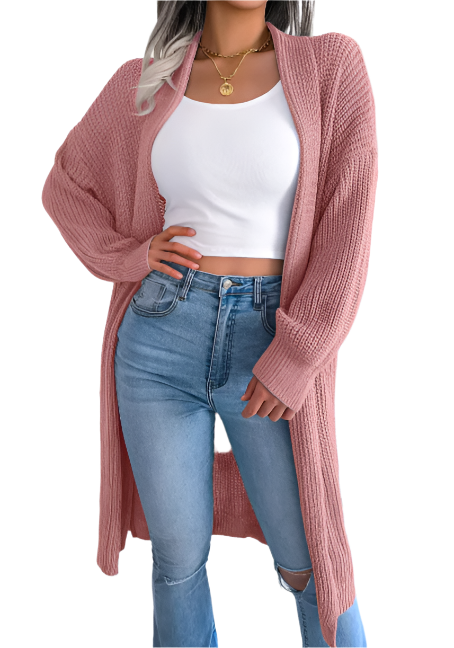 Livia – cashmere cardigan vest met lange mouwen en effen design