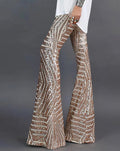 flared broek met glitter print en hoge taille