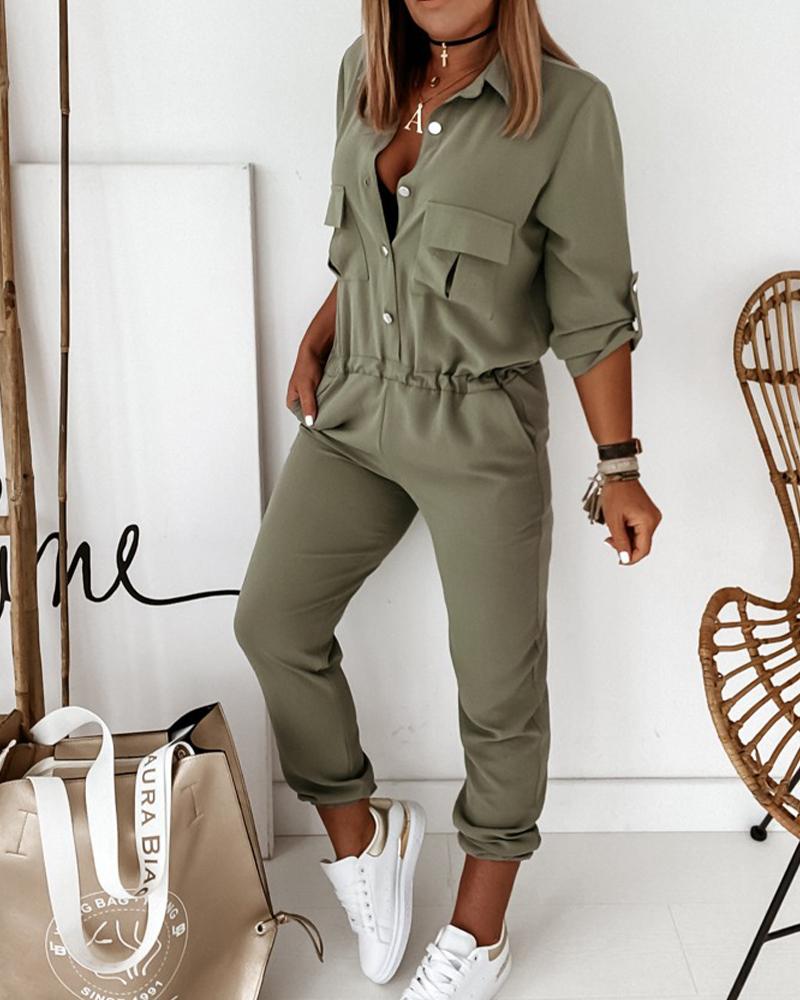 Luna – jumpsuit met V-hals en rechte pijpen