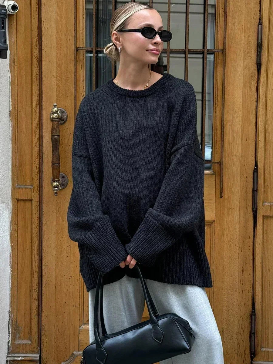 Alba – Knit Trui Met Ronde Hals En Brede Ribzoom