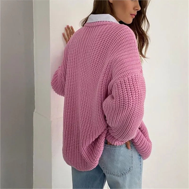 Mila – oversized gebreide trui met ronde hals