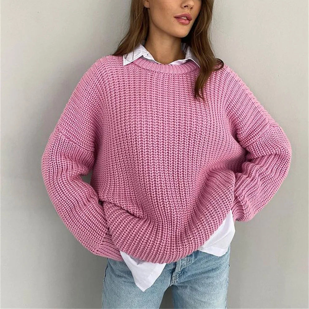 Mila – oversized gebreide trui met ronde hals