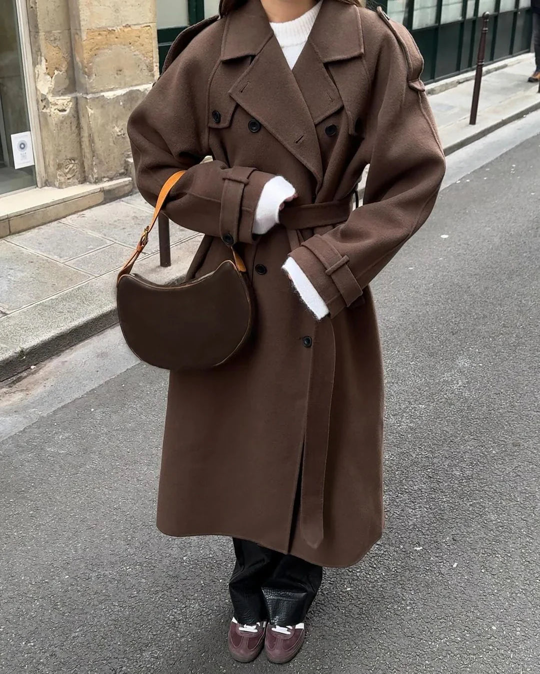 Delaney – wollen trenchcoat met ceintuur en klassieke double-breasted pasvorm
