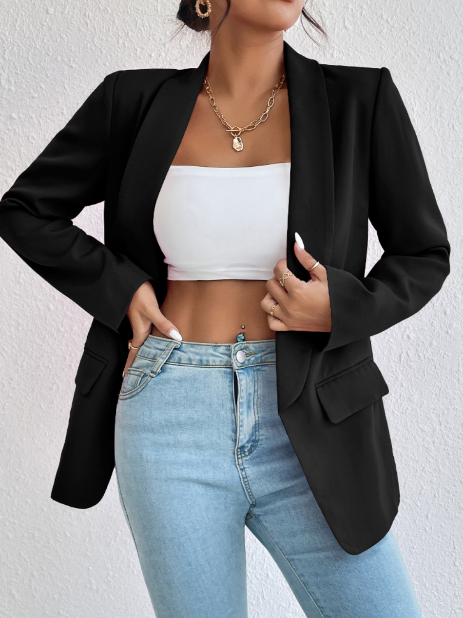 Rasha – zwarte casual blazer met losse pasvorm