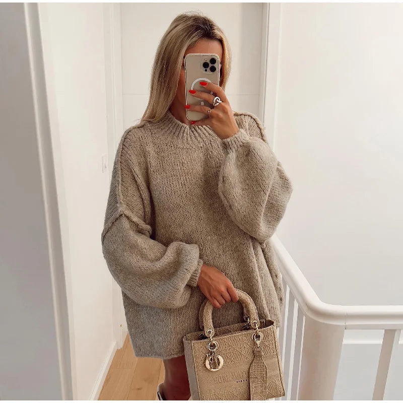 Élodie – oversized trui met lichte stehkraag en zachte stof