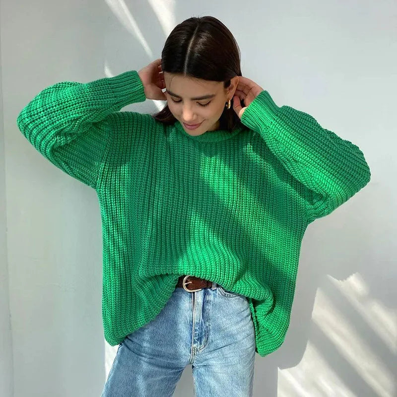 Mila – oversized gebreide trui met ronde hals