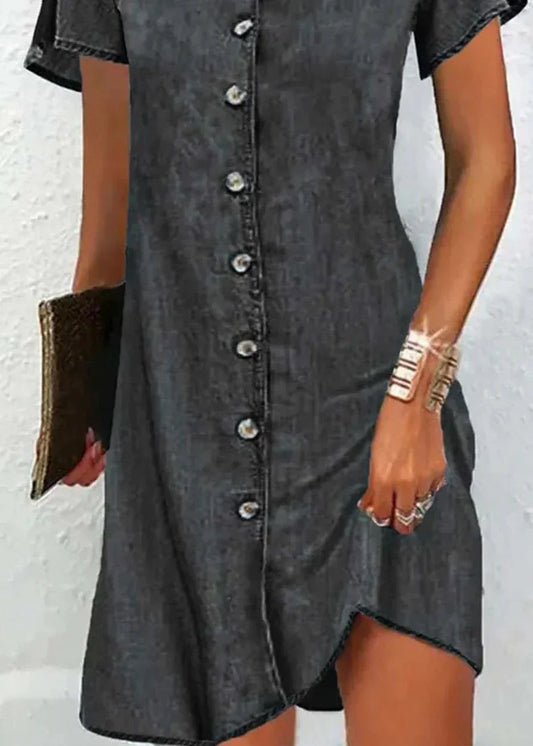 Ella – patchwork midi-jurk met ceintuur en knoopsluiting