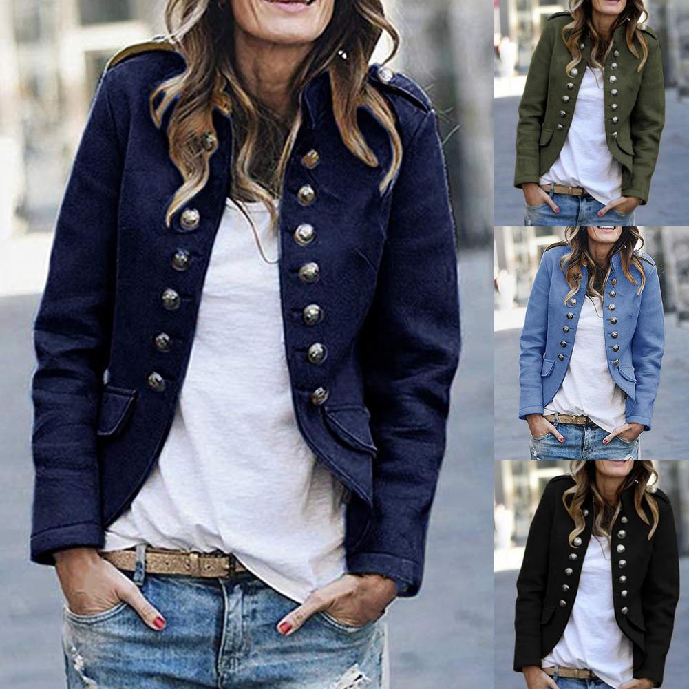 Spada – dames blazer van polyester met staande kraag en open ontwerp