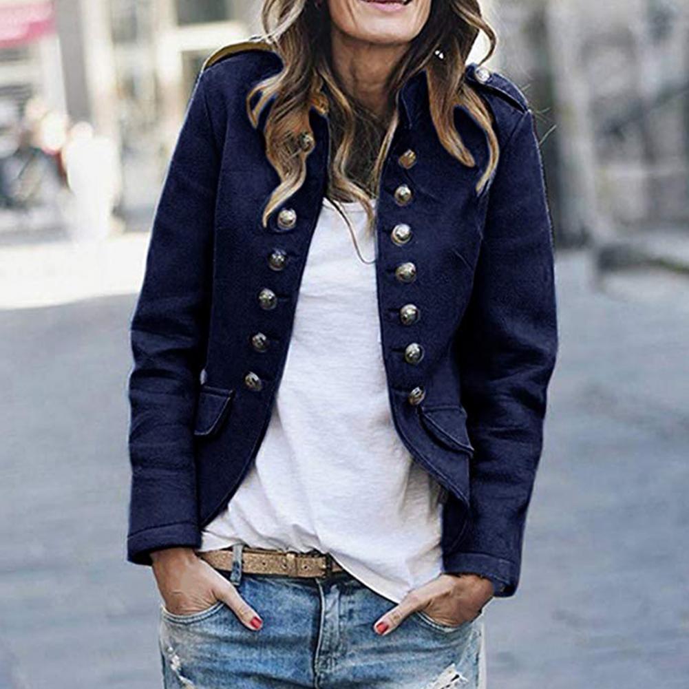 Spada – dames blazer van polyester met staande kraag en open ontwerp