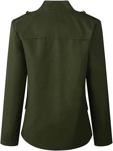 Spada – dames blazer van polyester met staande kraag en open ontwerp