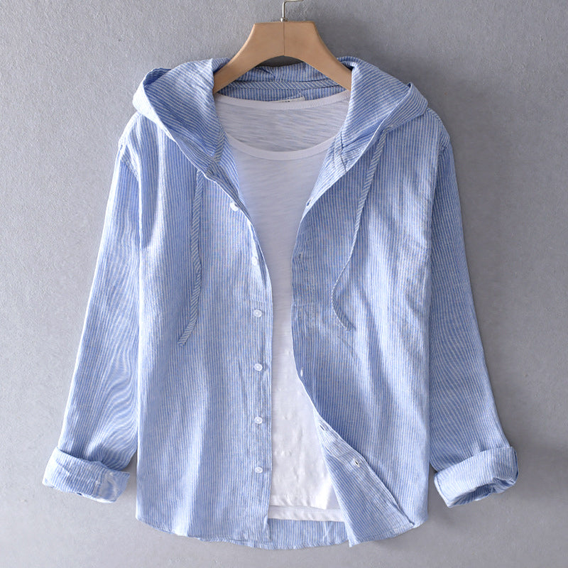 blouse met capuchon en knoopsluiting
