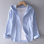 blouse met capuchon en knoopsluiting