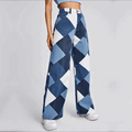 Wide leg jeans met patchwork print