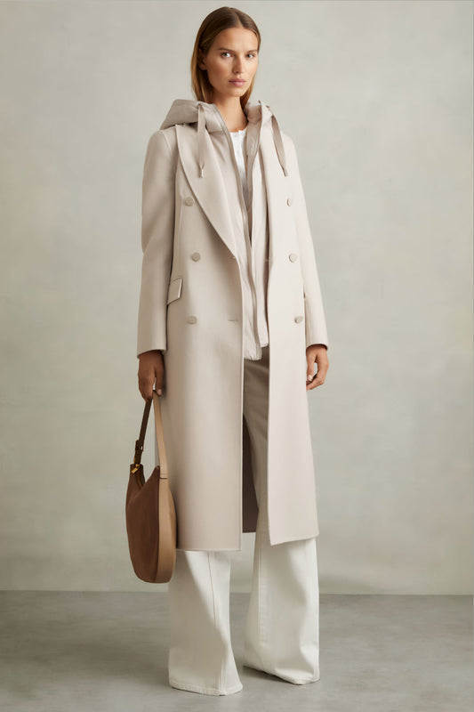 Eline – Lange wollen trenchcoat met klassieke ceintuur
