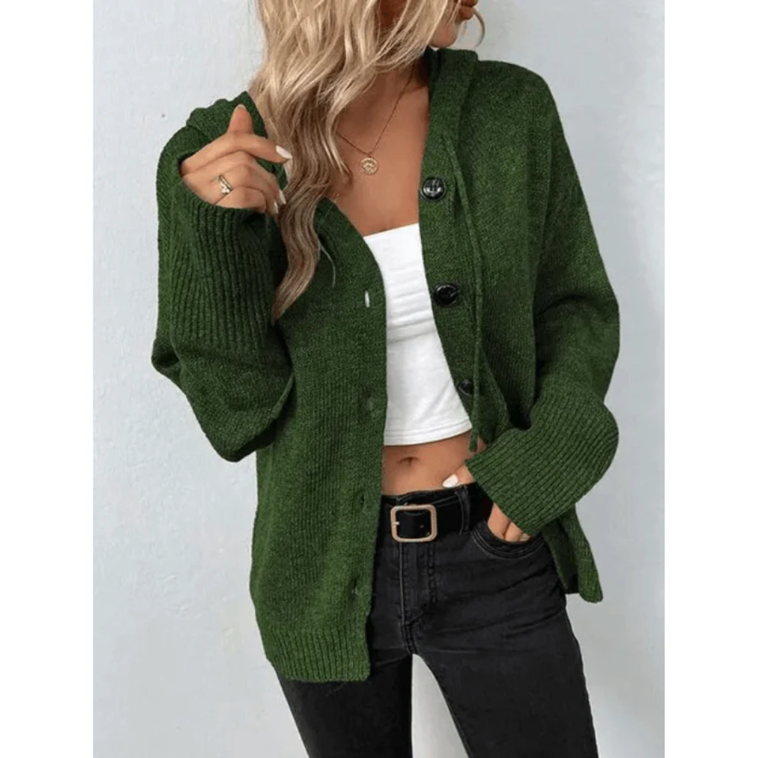 Julie – dik gebreid dames cardigan vest met knopen