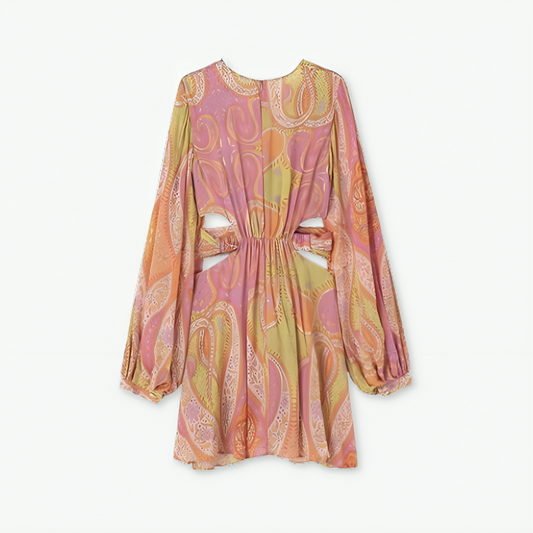 Elvira – Getailleerde Retro Print Zomerjurk Met V-hals