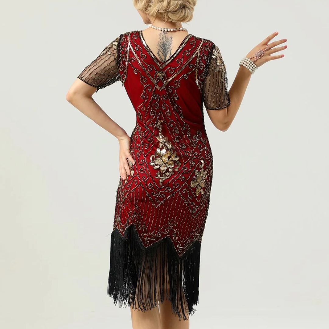 Clara – Retro glamour jurk met kralenwerk