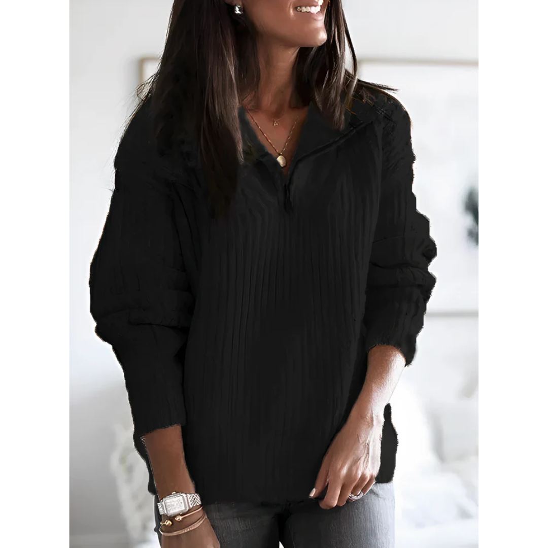 Melina – gebreide trui met hoge hals en ritssluiting