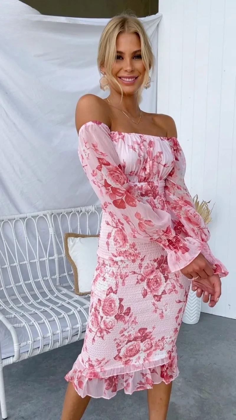 Luxueuze Jurk –Luchtige zomer Midi-jurk met flatterende pasvorm
